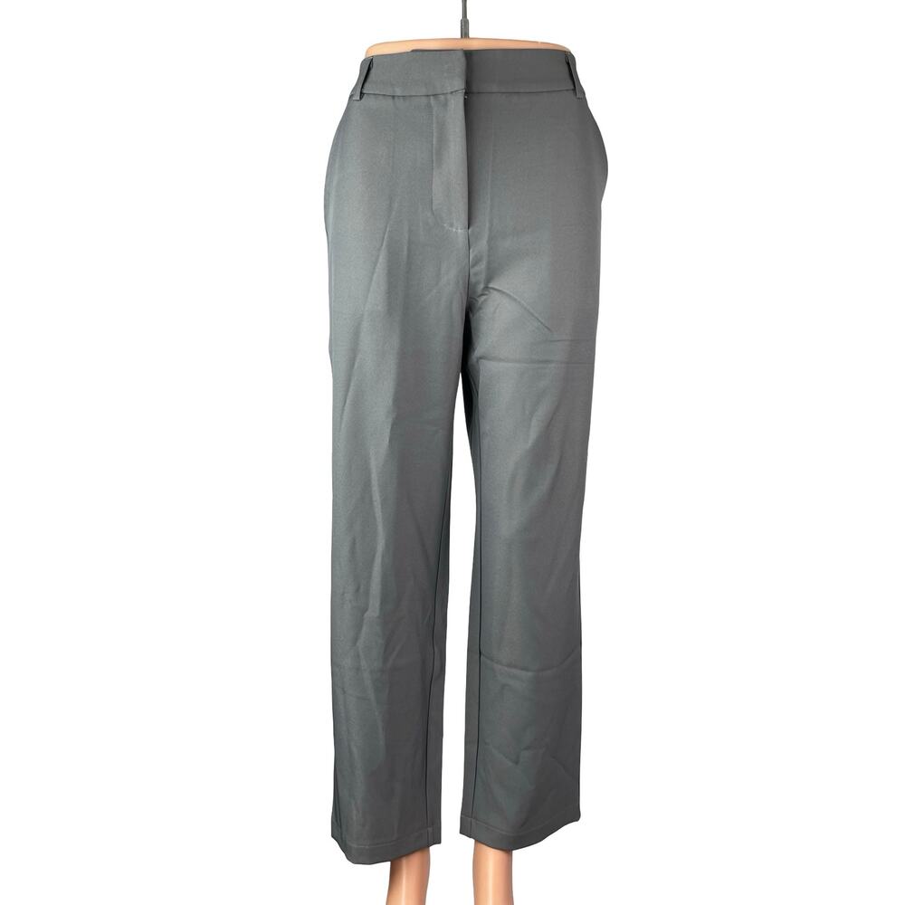 NEW Ni Min Women's Gray Straight Leg Loose High Waisted Trousers Pants Size S
